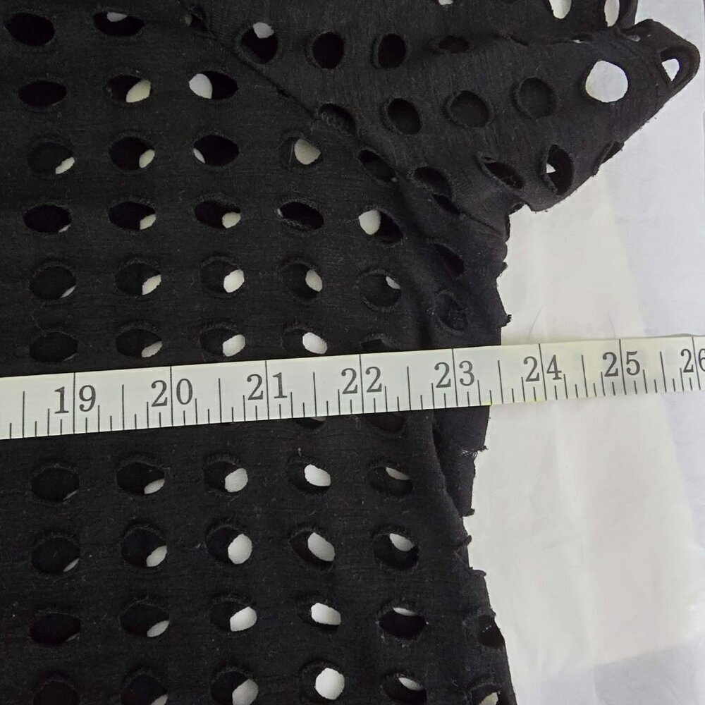 INC Macys Black Open Knot Eyelet Short Sleeve Shirt Cover Up So Soft Size 1X EUC - Picture 7 of 11